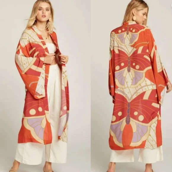 Novella Royale - The Georgia Robe in Red Butterfly Size Small - Picture 4 of 16